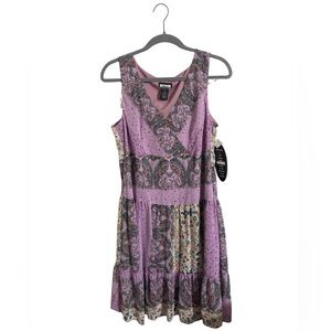 Believe Y2K Purple Sleeveless‎ Paisley Beaded Dress Size 12
